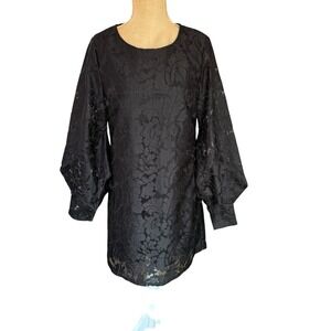 MOLLY BRACKEN BLACK‎ LACE LONG SLEEVE DRESS Medium
